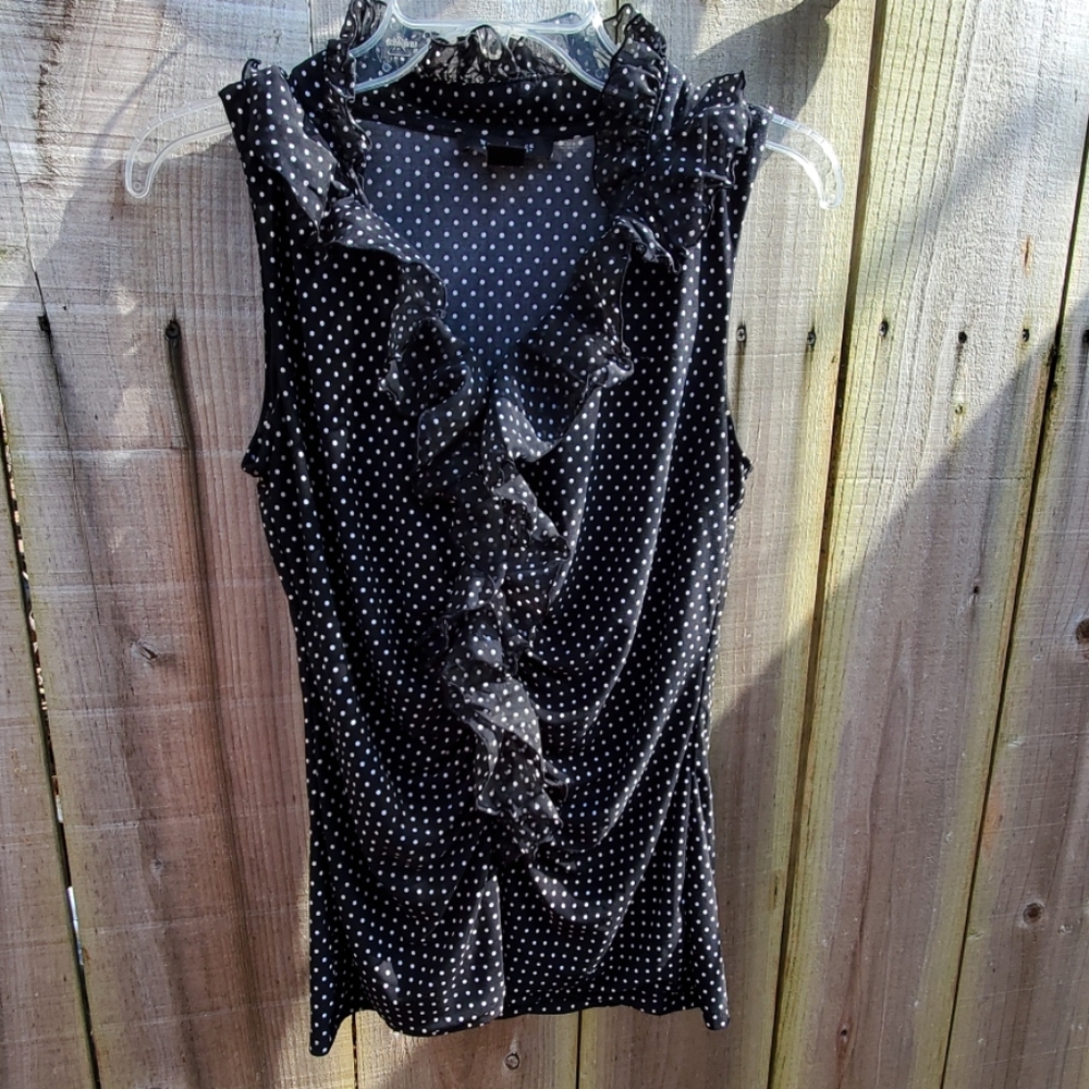 White House Black Market polka dot blouse Small